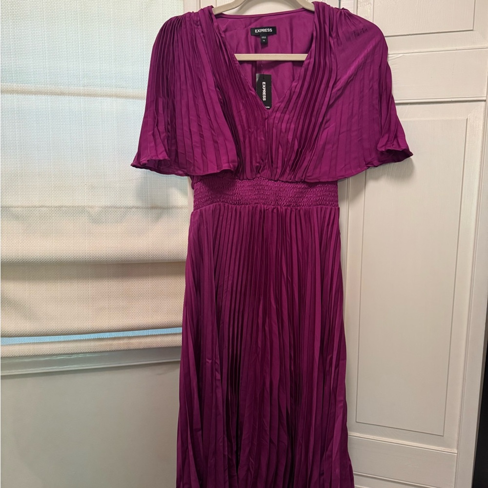 Express Magenta Pleated Maxi Dress